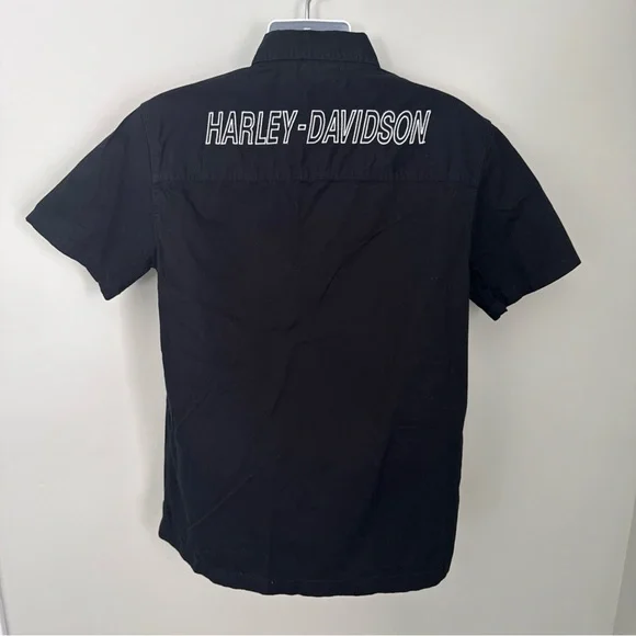 Harley Davidson Black 1 USA Mens Button Down Shirt  - Medium - Picture 4 of 8